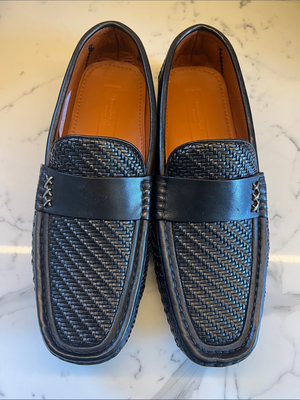 Ermenegildo Zegna Black Woven Leather Loafers